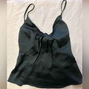 abercrombie & fitch: silky forest green front tie cami blouse